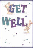 Radiating joy and reassurance, this get well card is a visual celebration reminiscent of the friendly atmosphere found throughout Crouch End. Two adorable companions-a fluffy bear and an animated puppy-spring into life amidst vibrant 'Get Well' letters, each painted in bold shades of indigo and teal that glow against a soft, white canvas. Their affectionate expressions and soft, textured fur create a sense of instant comfort, echoing the feeling of a surprise flower delivery on a dreary afternoon. Enchanting stars in hues of blue and purple glint around them, like hopeful wishes sent out over the rooftops from Crouch Hill. The card's motif marries playful innocence with genuine care, a quality shared by every bouquet arranged by Crouch End Florist for neighbours and friends in recovery. More than just a card, it's an expression of kindness and encouragement, carefully designed to lift the heart and brighten even the grayest of days.